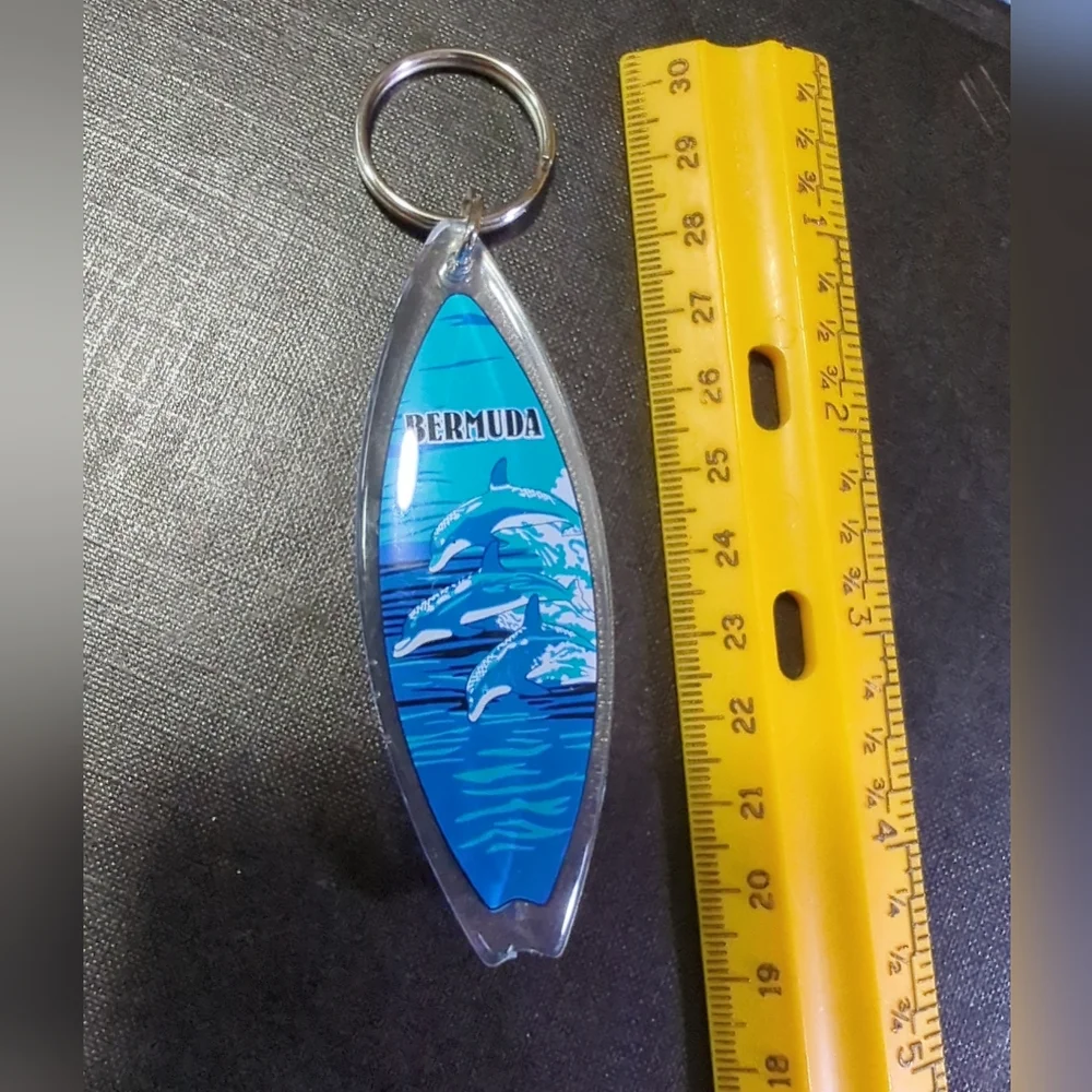 Bermuda Dolphins Surfboard Keychain/Key Ring NWOT